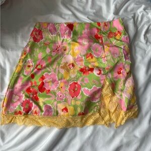 SHEIN Floral Skirt with Pink and Yellow Accents